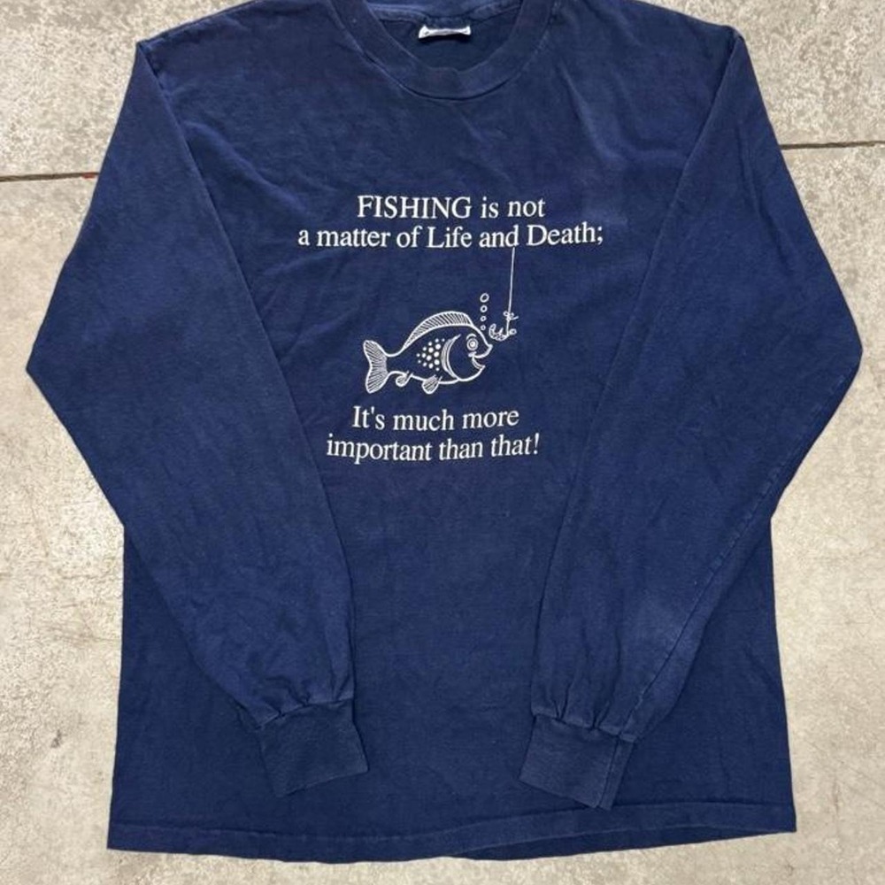 Vintage 90s Fishing Long Sleeve Shirt Sz Large